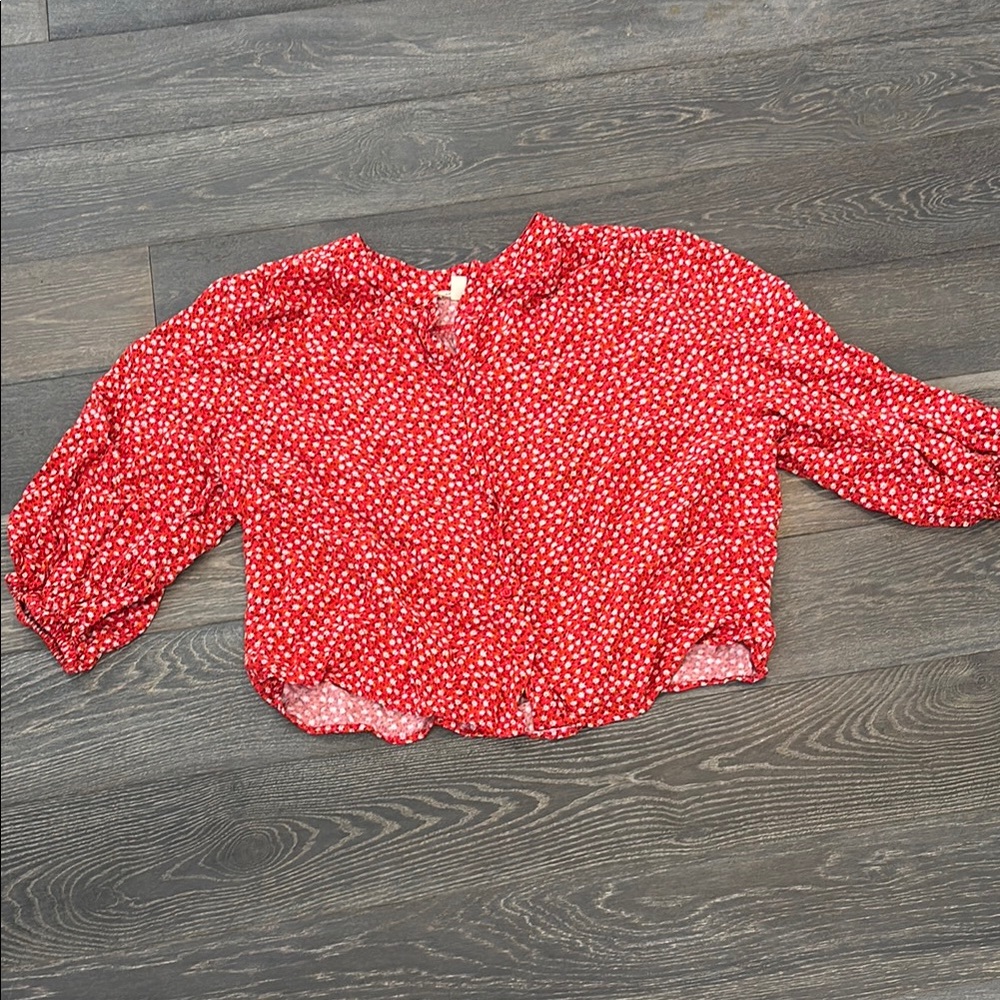 Red Floral Blouse wt44